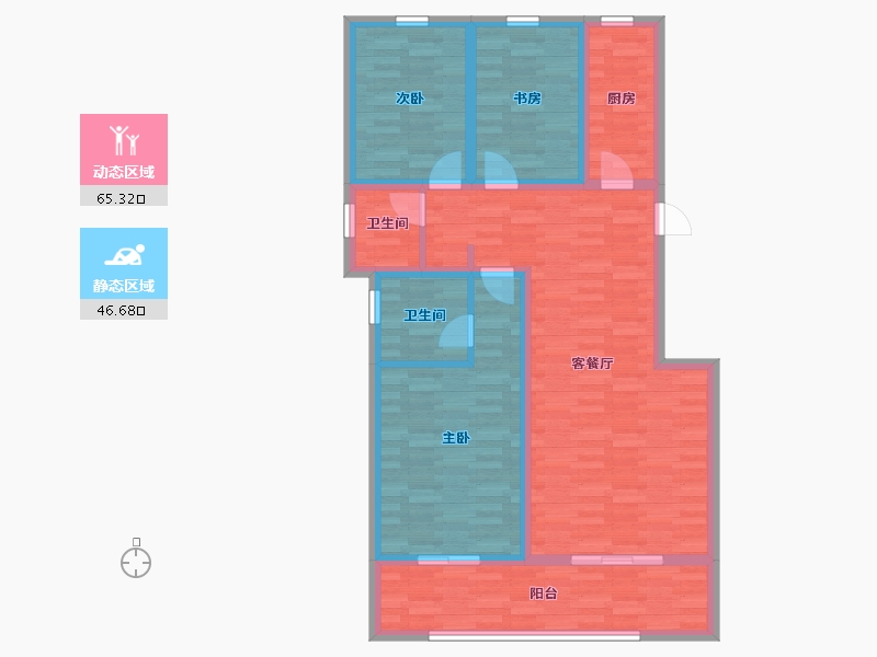 陕西省-渭南市-九州颐和轩-99.87-户型库-动静分区