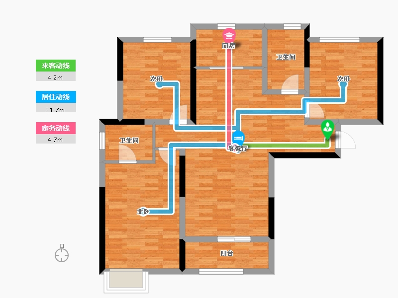 陕西省-西安市-鼎诚・馥桂园-90.85-户型库-动静线