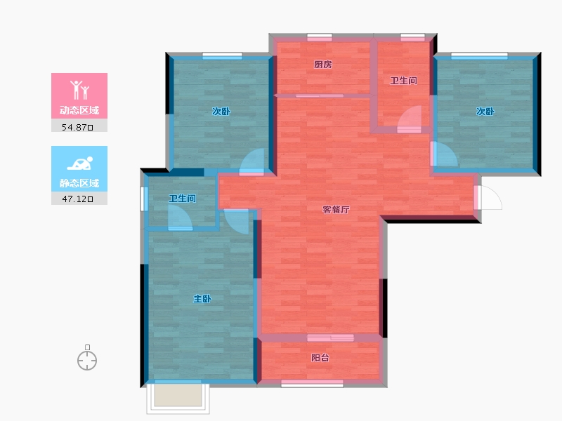 陕西省-西安市-鼎诚・馥桂园-90.85-户型库-动静分区