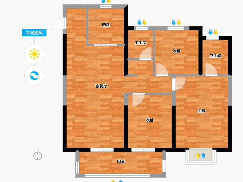 江苏省-盐城市-中南世纪城-89.99-户型库-采光通风