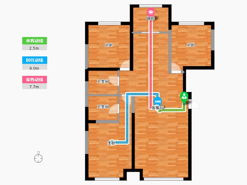 内蒙古自治区-包头市-锦尚国际-107.54-户型库-动静线