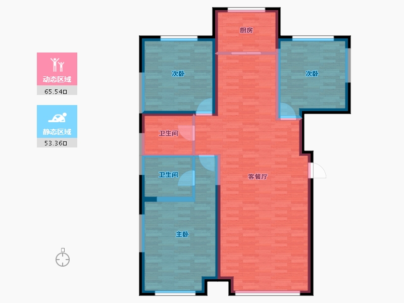 内蒙古自治区-包头市-锦尚国际-107.54-户型库-动静分区