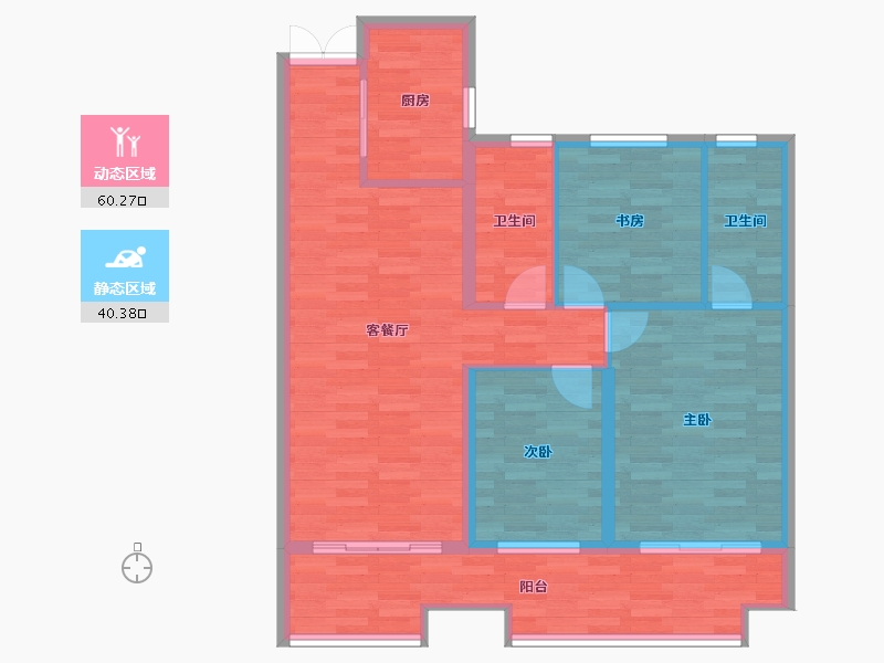 江苏省-徐州市-恒华新都汇-90.68-户型库-动静分区