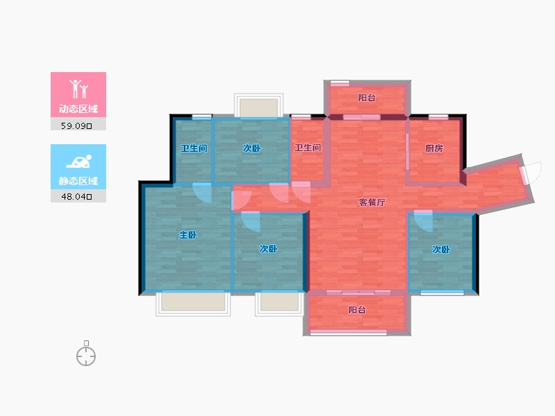 广东省-汕尾市-万象华府-96.03-户型库-动静分区