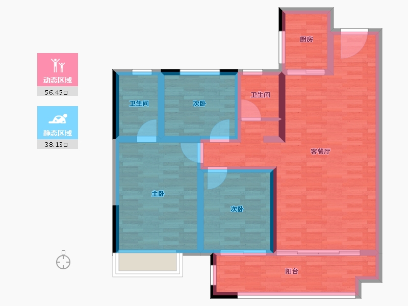 福建省-泉州市-万科城市之光-84.00-户型库-动静分区