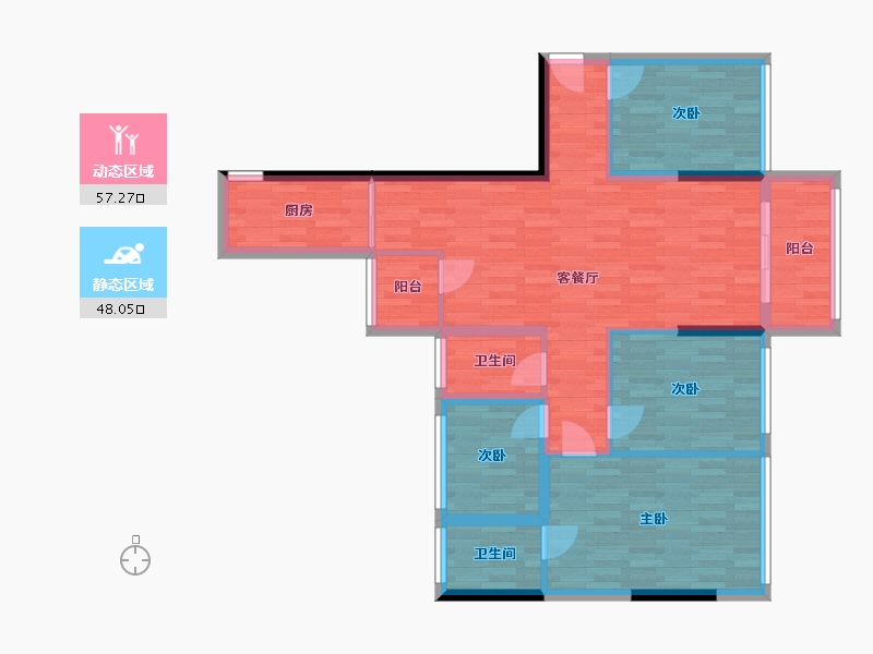 广西壮族自治区-南宁市-西建・冠城世家-93.92-户型库-动静分区