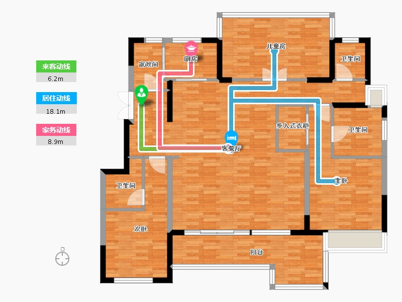 云南省-昆明市-蓝光花田国际-128.61-户型库-动静线