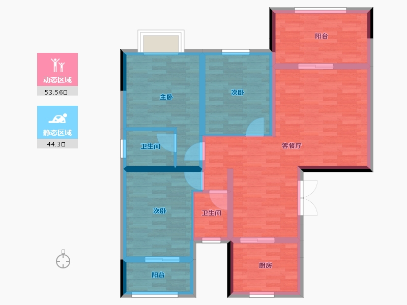 四川省-南充市-仁和逸居-85.78-户型库-动静分区