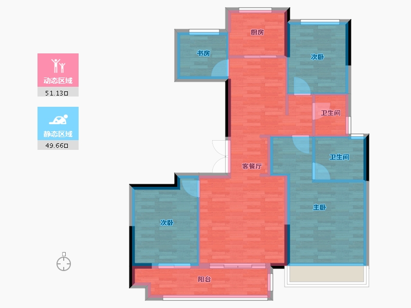 浙江省-嘉兴市-中天钱潮府-90.39-户型库-动静分区