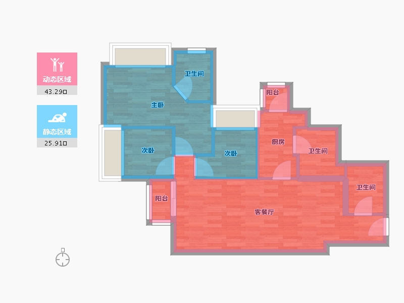 香港特别行政区-沙田区-天宇海-60.94-户型库-动静分区