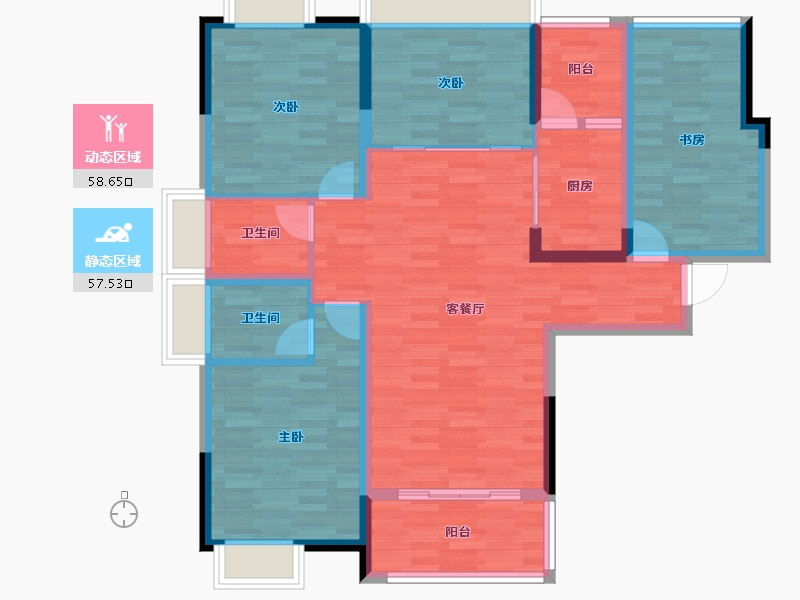 四川省-绵阳市-万合龙城-104.10-户型库-动静分区