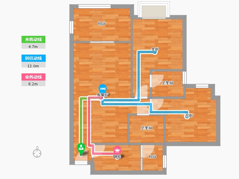 四川省-成都市-金牛花园-67.35-户型库-动静线