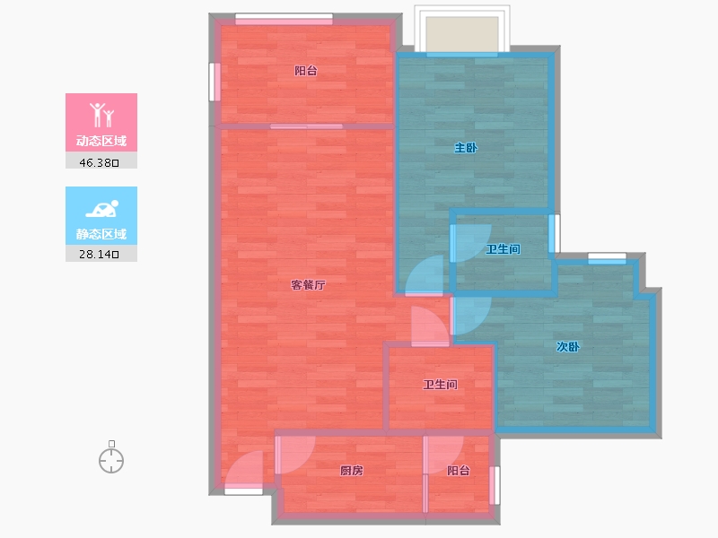 四川省-成都市-金牛花园-67.35-户型库-动静分区