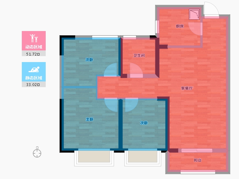 湖北省-武汉市-大华铂金瑞府-75.00-户型库-动静分区