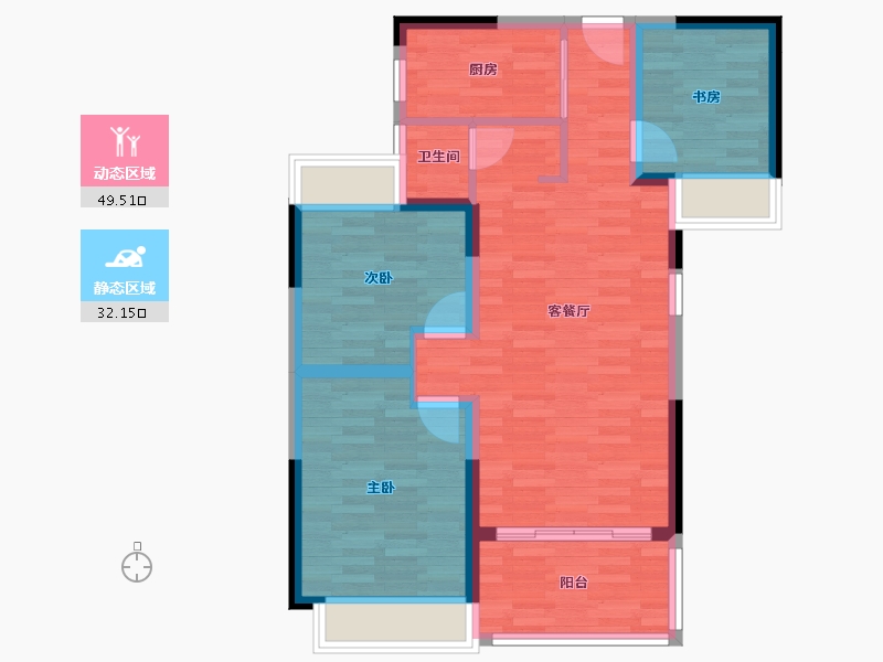 湖北省-黄冈市-时代广场-72.85-户型库-动静分区