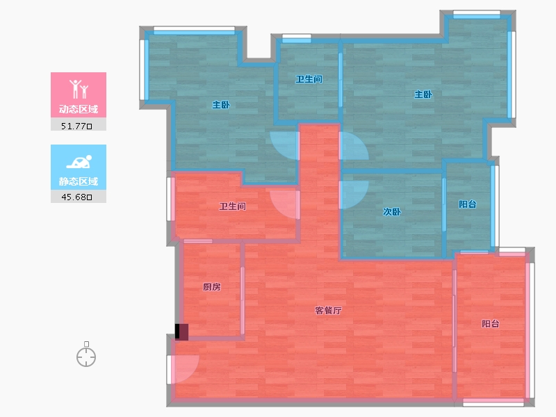 广东省-深圳市-西海明珠花园-87.91-户型库-动静分区