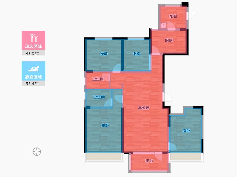 辽宁省-沈阳市-碧桂园公园里-105.28-户型库-动静分区