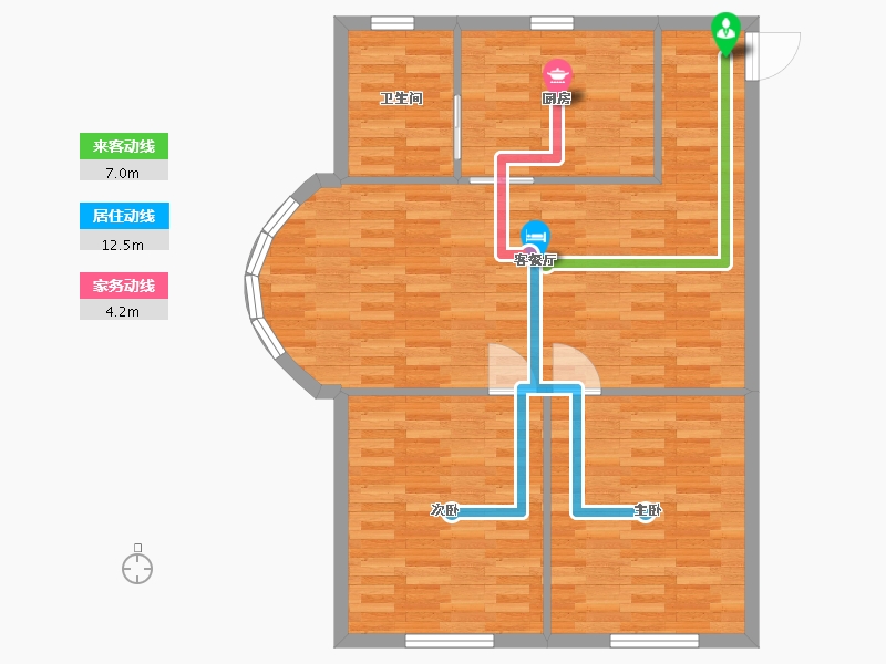 浙江省-杭州市-北银公寓-81.07-户型库-动静线