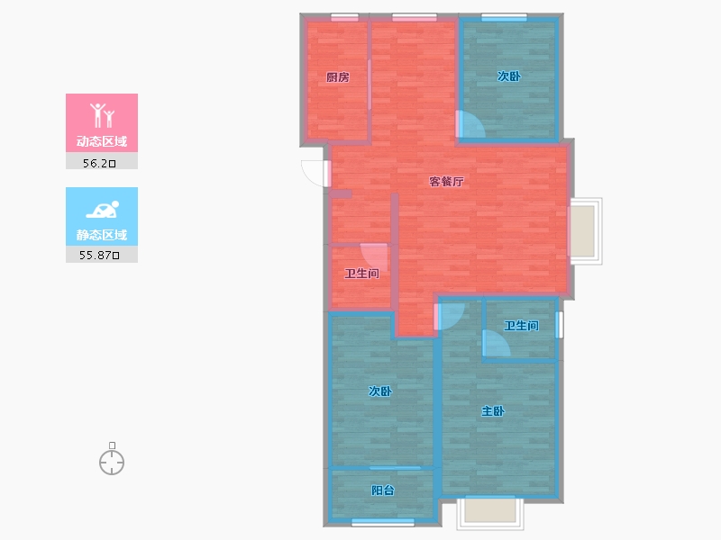 河北省-邯郸市-荣科・翔苑-99.86-户型库-动静分区