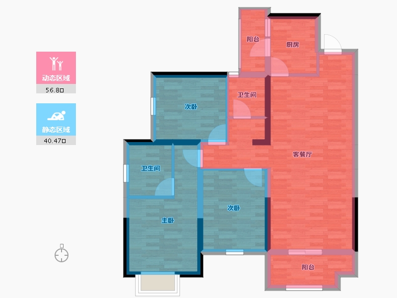 贵州省-贵阳市-华润悦府-85.95-户型库-动静分区