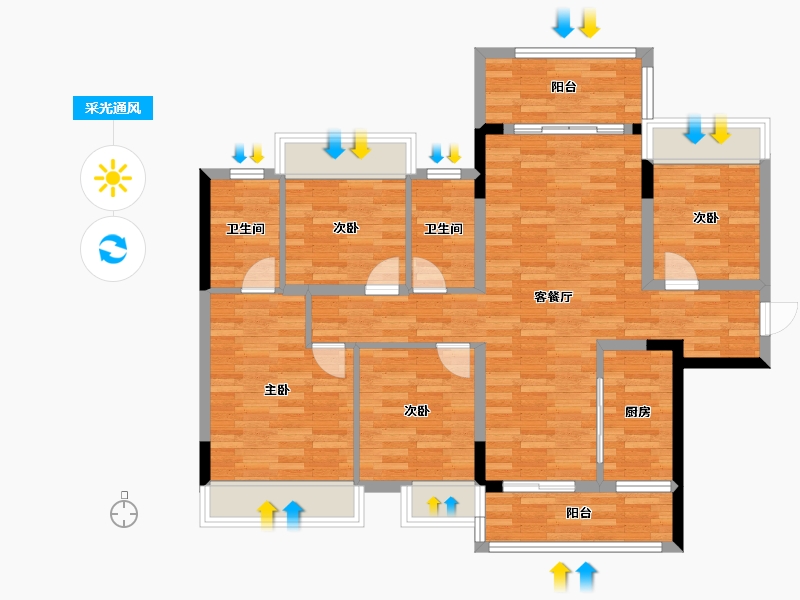 广西壮族自治区-桂林市-融创万达-97.15-户型库-采光通风