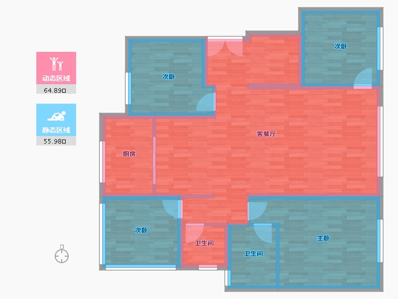 陕西省-西安市-南飞鸿・十年城-108.49-户型库-动静分区