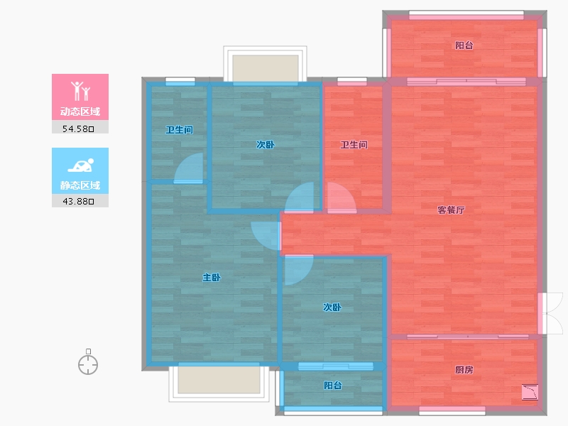 湖南省-怀化市-尚龙名苑-87.71-户型库-动静分区