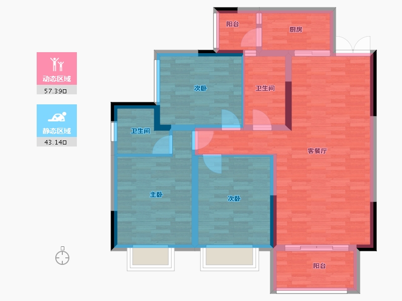 四川省-成都市-山水华府-88.75-户型库-动静分区