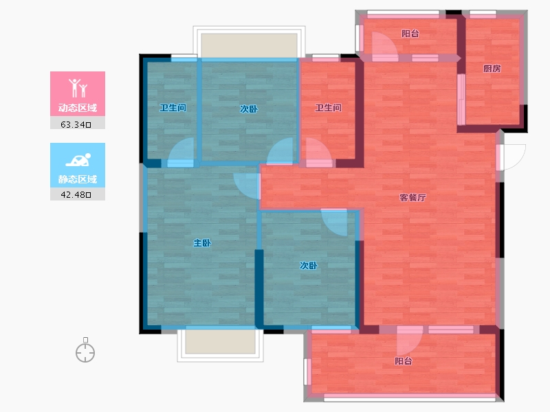 湖北省-荆门市-长龙中央公园四期-94.02-户型库-动静分区