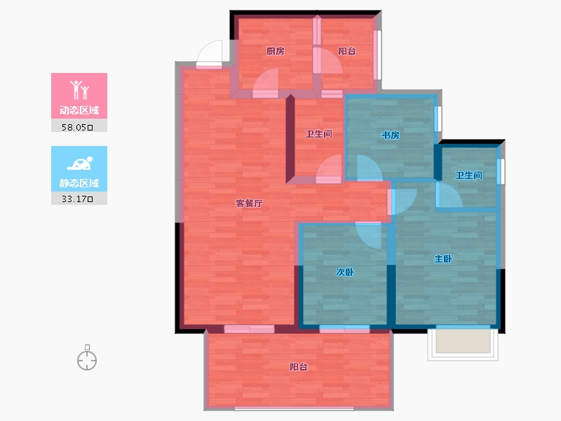 广西壮族自治区-南宁市-锦悦江南-80.70-户型库-动静分区