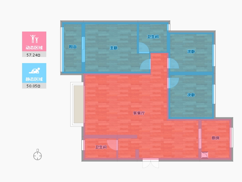 陕西省-安康市-现代城-94.87-户型库-动静分区