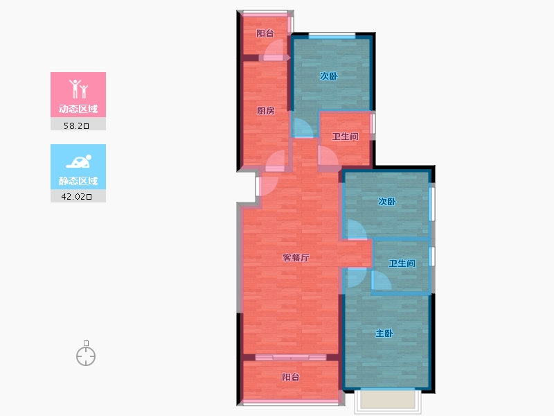 陕西省-安康市-恒大御景半岛-88.92-户型库-动静分区