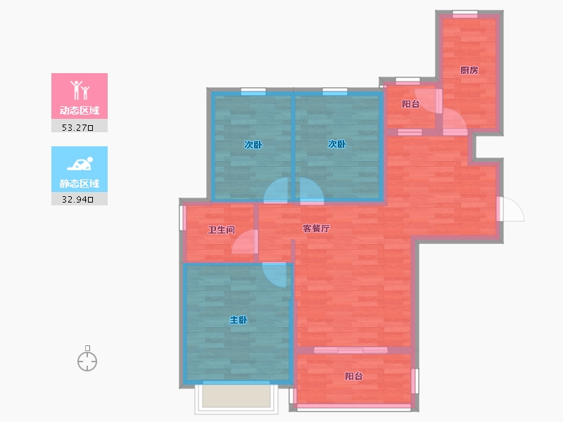 浙江省-宁波市-恒大御澜庭-76.18-户型库-动静分区