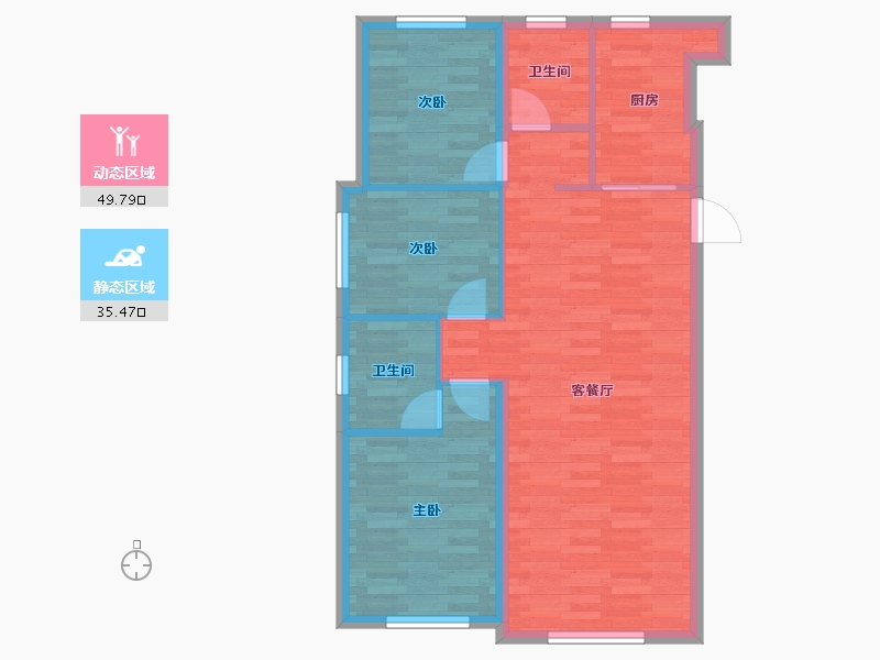 吉林省-吉林市-一城山水-77.07-户型库-动静分区