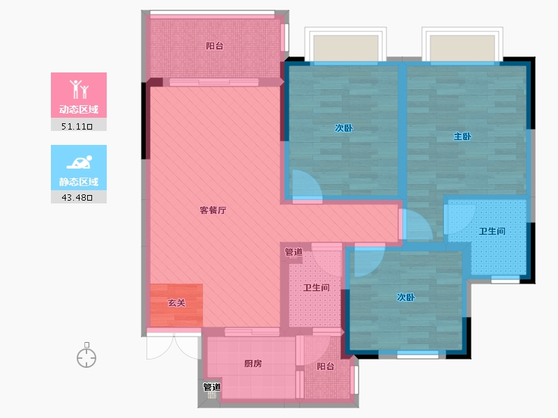 贵州省-铜仁市-印江县东方国际城-81.40-户型库-动静分区