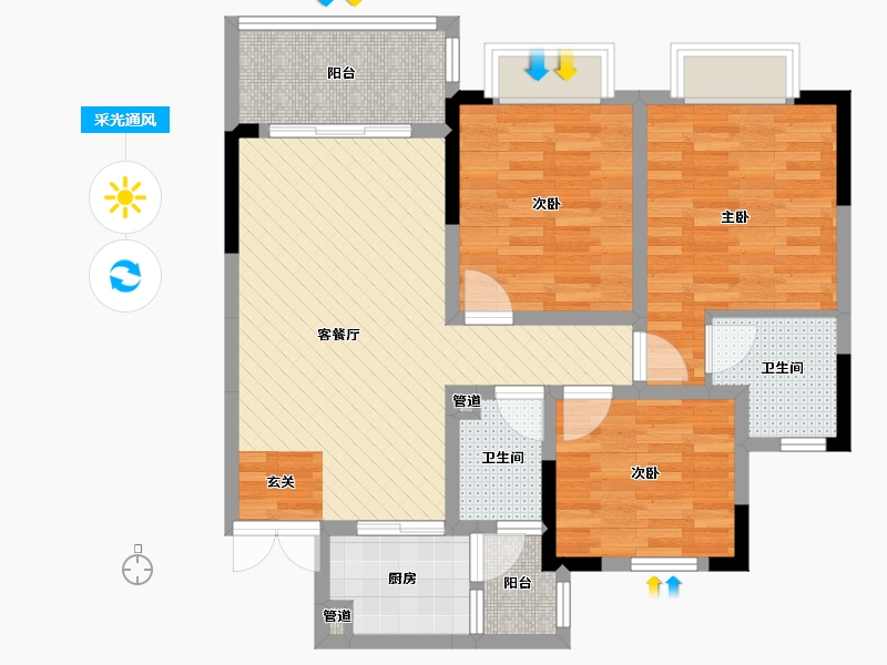 贵州省-铜仁市-印江县东方国际城-81.40-户型库-采光通风