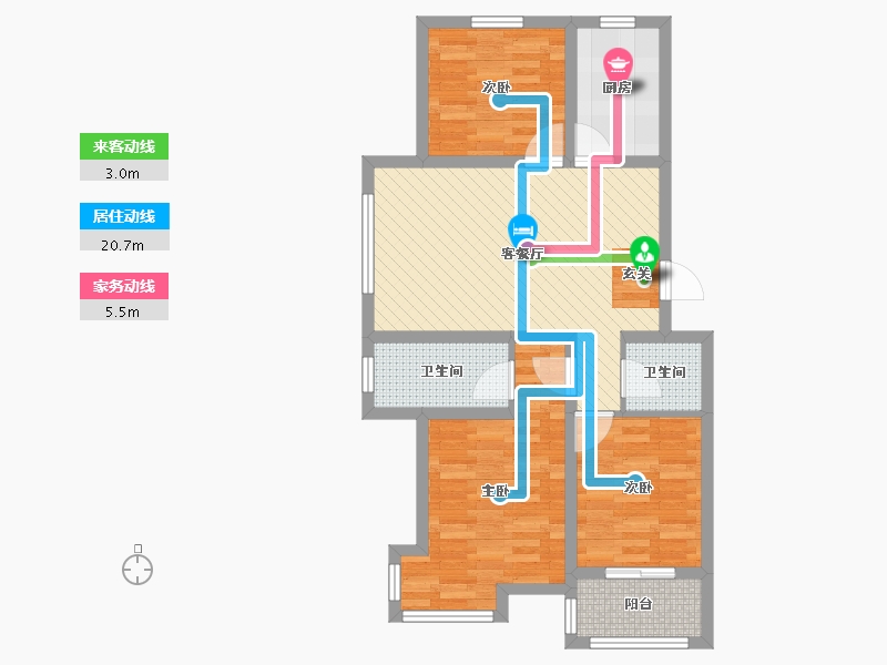 河北省-沧州市-宏宇.亚龙湾-73.91-户型库-动静线