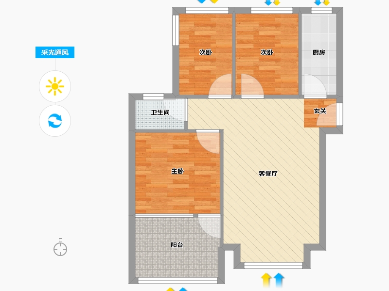 北京-北京市-北街家园一区-61.19-户型库-采光通风