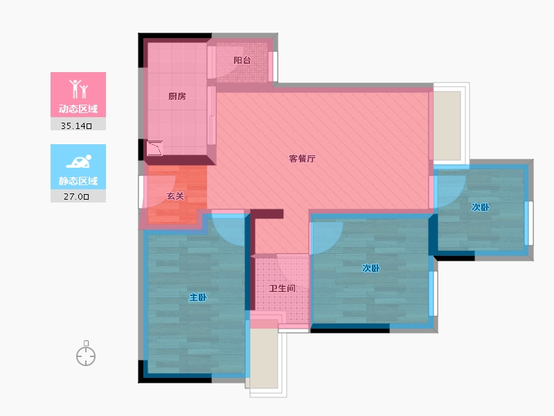 重庆-重庆市-新鸥鹏教育城-52.58-户型库-动静分区