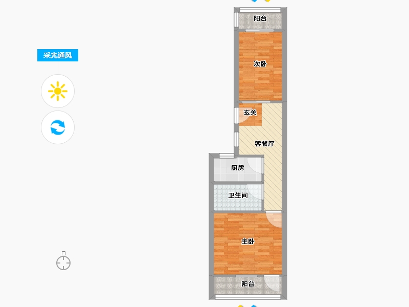 北京-北京市-马家堡67号院-42.88-户型库-采光通风