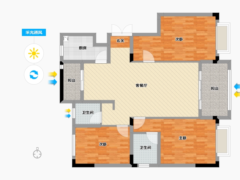 山东省-济宁市-崇文名都-105.10-户型库-采光通风