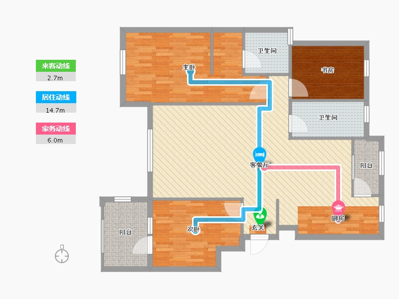 辽宁省-鞍山市-香榭丽舍-107.13-户型库-动静线