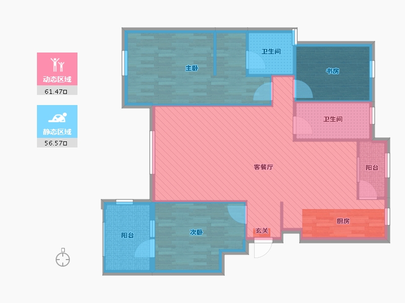 辽宁省-鞍山市-香榭丽舍-107.13-户型库-动静分区