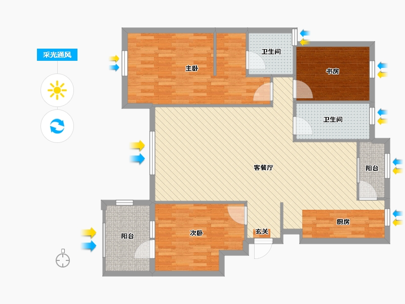 辽宁省-鞍山市-香榭丽舍-107.13-户型库-采光通风