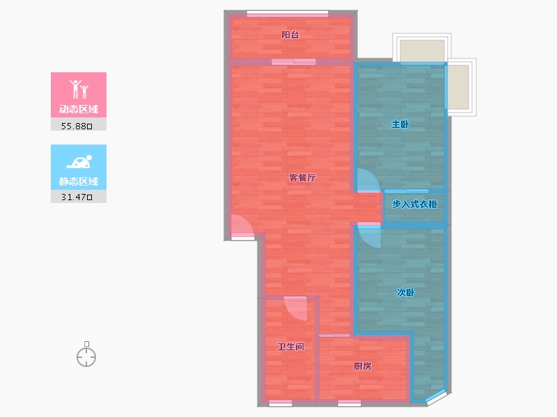 上海-上海市-环龙新纪园-77.85-户型库-动静分区