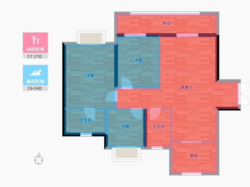 贵州省-贵阳市-保利公园-87.14-户型库-动静分区