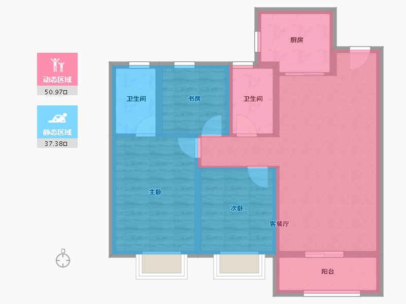 湖南省-岳阳市-金-78.37-户型库-动静分区