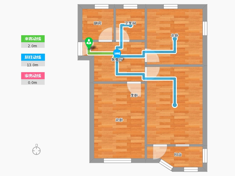 上海-上海市-香楠小区-52.55-户型库-动静线