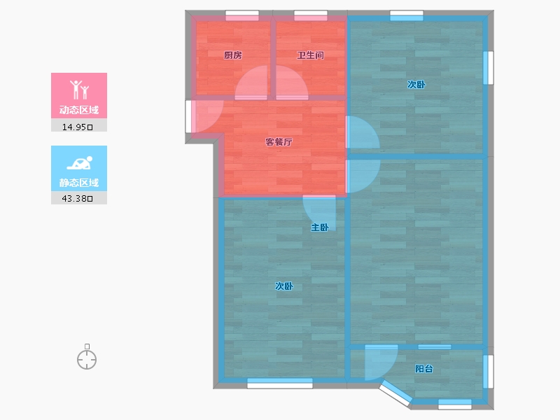 上海-上海市-香楠小区-52.55-户型库-动静分区