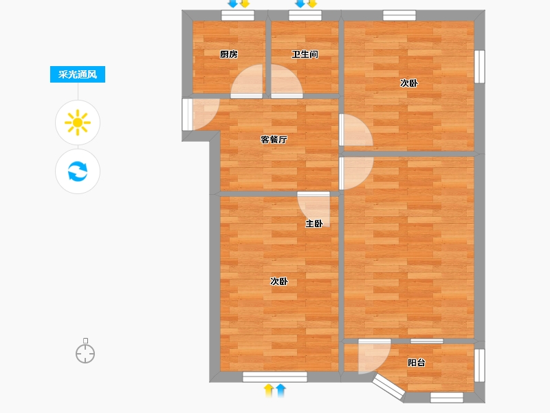 上海-上海市-香楠小区-52.55-户型库-采光通风